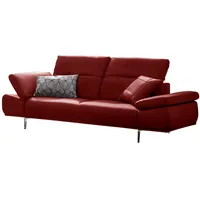 2,5-Sitzer W.SCHILLIG "levi", rot (ruby rot z59), B:236cm H:80cm T:105cm, Longlife Xtra-Leder Z59: Glattleder mit modischer Prägung. Hautstärke 0, 9 - 1, 1 mm, Sofas, inklusive Kopfstützenverstellung & Seitenteilverstellung, Breite 236cm