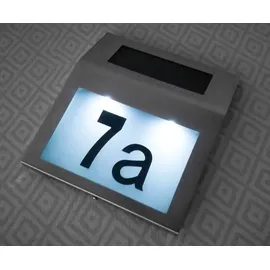 izoxis Solar-Hausnummer 2 LEDs Dämmerungssensor Personalierbar für Außen Silbern 24357