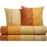 Erwin Müller Bettwäsche, Bettgarnitur mit eleganten Ranken gelb-orange Größe 80x80 cm / 135x200 cm - temperaturausgleichend, mit Reißverschluss, 100% Baumwolle