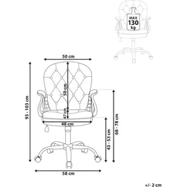 Beliani Schreibtischstuhl Princess Samtstoff Pastellrosa