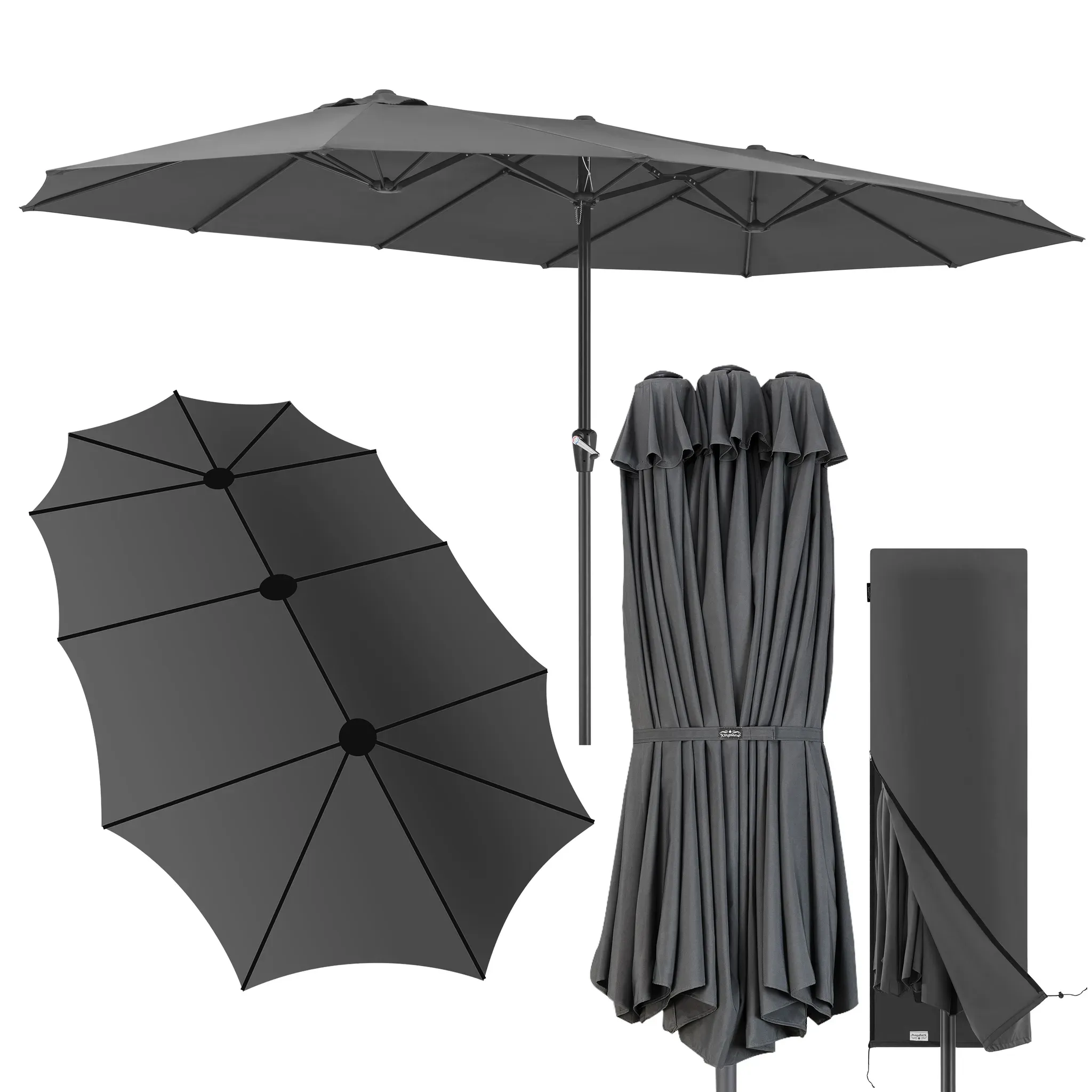 Double-Sided Parasol Anthracite UV-Protection 80+