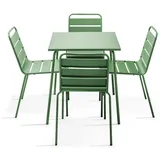 Oviala Set aus Gartentisch (70 cm) und 4 Metallstühlen Grüner Kaktus - Palavas