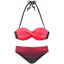 LASCANA Bügel-Bandeau-Bikini, Damen rot-bedruckt, Gr.36 Cup B,