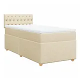 vidaXL Boxspringbett mit Matratze Creme 100x200 cm Stoff