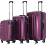 BEIBYE- 3er Kofferset Hartschalen-Koffer Reisekoffer Trolley Rollkoffer Set Reisekofferset (Lila)