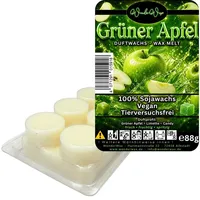 WonderWax Duftwachs WonderWax® Duftriegel 6 x Duftwachs Kreise Weiß, 100% Sojawachs (Grüner Apfel), Duftrichtung: Grüner Apfel grün