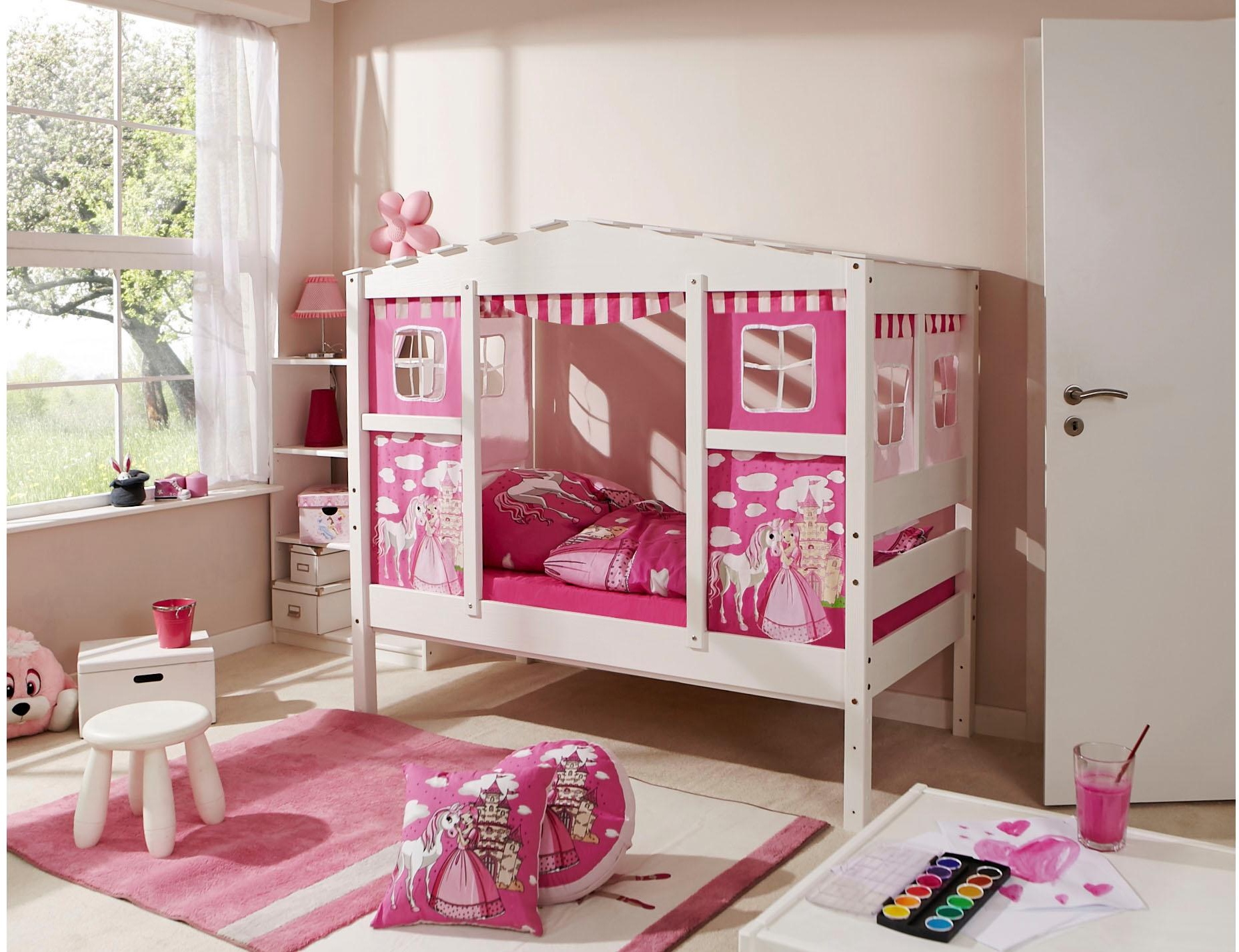 Kinderbett TICAA "Lio" Betten Gr. Liegefläche B/L: 80 cm x 160 cm, kein Härtegrad, Schaumstoffmatratze, pink (prinzessin, pink) Kinder Kinder-Einzelbetten