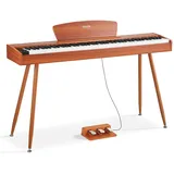 Vevor Digitalpiano, 88 Tasten vollgewichtet anschlagdynamisch, E-Piano-Tastatur mit Notenständer, Dreifachpedal, Netzteil, 280 Töne, unterstützt kabellose Verbindung, für Anfänger, Holzfarbe
