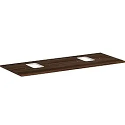 hansgrohe Xelu Q Konsole 54125630 1360 x 550 mm, 2 Ausschnitte, Aufsatzwaschtisch mit Hahnloch, Nussbaum dunkel