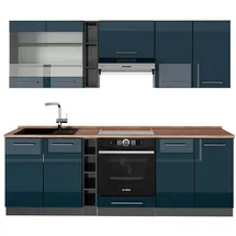 Vicco Küchenzeile Fame-Line 235 cm Dunkelblau Hochglanz