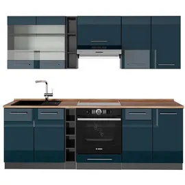 Vicco Küchenzeile Fame-Line 235 cm Dunkelblau Hochglanz