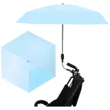 RXMORI Stuhlschirm mit Klemme, Verstellbarer Regenschirm für Stuhl, Kinderwagenschirm Sonnenschirm, Wasserdichter Regenschirm für Strandstuhl, Rollstuhl, Kinderwagen, Campingstuhl(Blau)