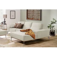 W.SCHILLIG Ecksofa run, Designsofa mit tollem Sitzkomfort, bequem, L-Form, mit elegantem Holzsockel, Füße in Silber matt, Breite 279 cm weiß