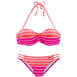 VENICE BEACH Bügel-Bandeau-Bikini Damen pink-gestreift, Gr.40 Cup B,