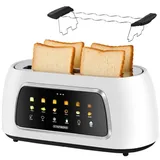 Steinborg XXL 4 Scheiben Toaster Schwarz Lift Funktion Digitales Display Toaster Edler Toaster Breiter Toaster Langer Toaster mit Brötchenaufsatz ... - Schwarz