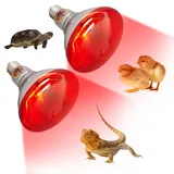 BAIFULAI 2 Stück Rotlichtlampe Wärmelampe Hühner, 250W E27 Wärmelampe für Küken, Heizlampe Hühnerstall aus Verdicktes Quarzglas, Kückenlampe für Küken, Ferkel, Welpen, Langlebig 5000 Stunden