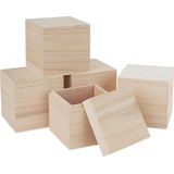 VBS 5er-Pack Holzbox Würfel, 8x8cm Holzkiste Aufbewahrungsbox Schmuckkiste