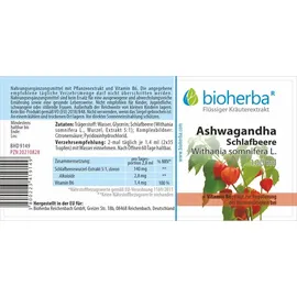 Bioherba Ashwagandha Schlafbeere Tropfen Tinktur 50 ml