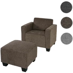 Modular Sessel Loungesessel mit Ottomane Lyon, Stoff/Textil ~ braun