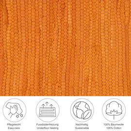 TEPGO HAPPY COTTON TERRA Handwebteppich 70 x 140 cm Orange/Rot