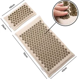 SCHNÜRRLIE Akupressurmatte 70x45cm mit Kissen und Tasche - nachhaltiges Akupunkturmatte Set aus Leinenstoff und Kokosfasern