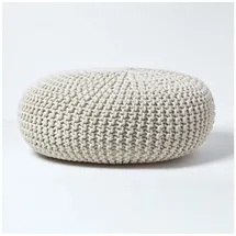 Homescapes Pouf Strickpouf Baumwolle 70 x 23 cm Natur/naturweiß