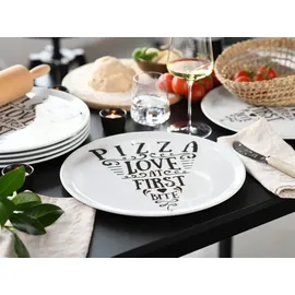 CreaTable Pizzateller Set IN LOVE 33 cm schwarz/weiß 6er Set