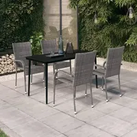 vidaXL Garten-Essgruppe 5-tlg. Grau/Schwarz