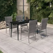 vidaXL Garten-Essgruppe 5-tlg. Grau/Schwarz