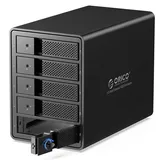 ORICO RAID 5 Bay Festplattengehäuse,USB 3.0 zu SATA Revision 3.0 Externes HDD Gehäuse für 3,5 Zoll HDD/SSD Festplatten,Unterstützt RAID 0/1/5/10, Max 80TB(9558RU3)