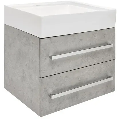 Bathroom cabinet with washbasin SAT Cube Way 60x53x46 cm matt concrete CUBE46602BESATCW