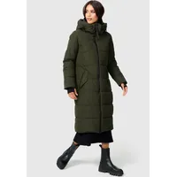 Marikoo Damen Winterjacke Stepp Winter Jacke gesteppt lang warm Kapuze B989 [B989-Zurar-Dark-Olive-Gr.XL] - XL