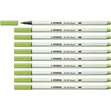 Stabilo - Premium-Filzstift mit Pinselspitze für variable Strichstärken - Pen 68 brush - 10er Pack - pistazie