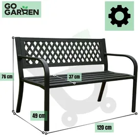 gogarden Gartenbank 120 x 49 x 76 cm Schwarz