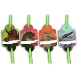 8 Papier-Trinkhalme * Dinosaurier * für Kindergeburtstag und Party | Strohhalme Halme Deko Kinder Geburtstag Mottoparty T-Rex Dino Dinos
