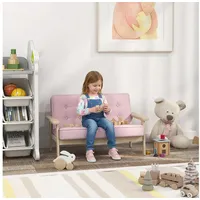 AIYAPLAY Kindersessel mit Holzrahmen (Kindersofa, 1-St., gepolsterter Kinderstuhl), für Kinderzimmer, Spielzimmer, Rosa rosa