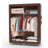 Intirilife Faltschrank 108x170x45 cm in KOKOS BRAUN - mit Reißverschluss Stoffschrank Kleiderschrank mit Kleiderstange, Fächern und Seitentasche -