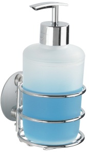WENKO Turbo-Loc Seifenspender, Befestigen ohne Bohren - mit Spezial-Klebepad, Fassungsvermögen: 285 ml, Farbe: Weiß