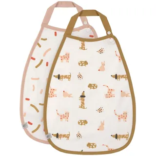 LÄSSIG Baby Kleinkind Lätzchen (2 Stk.) Bio-Baumwolle Druckknopf/Medium Drop Bib Little Mateys spicy orange