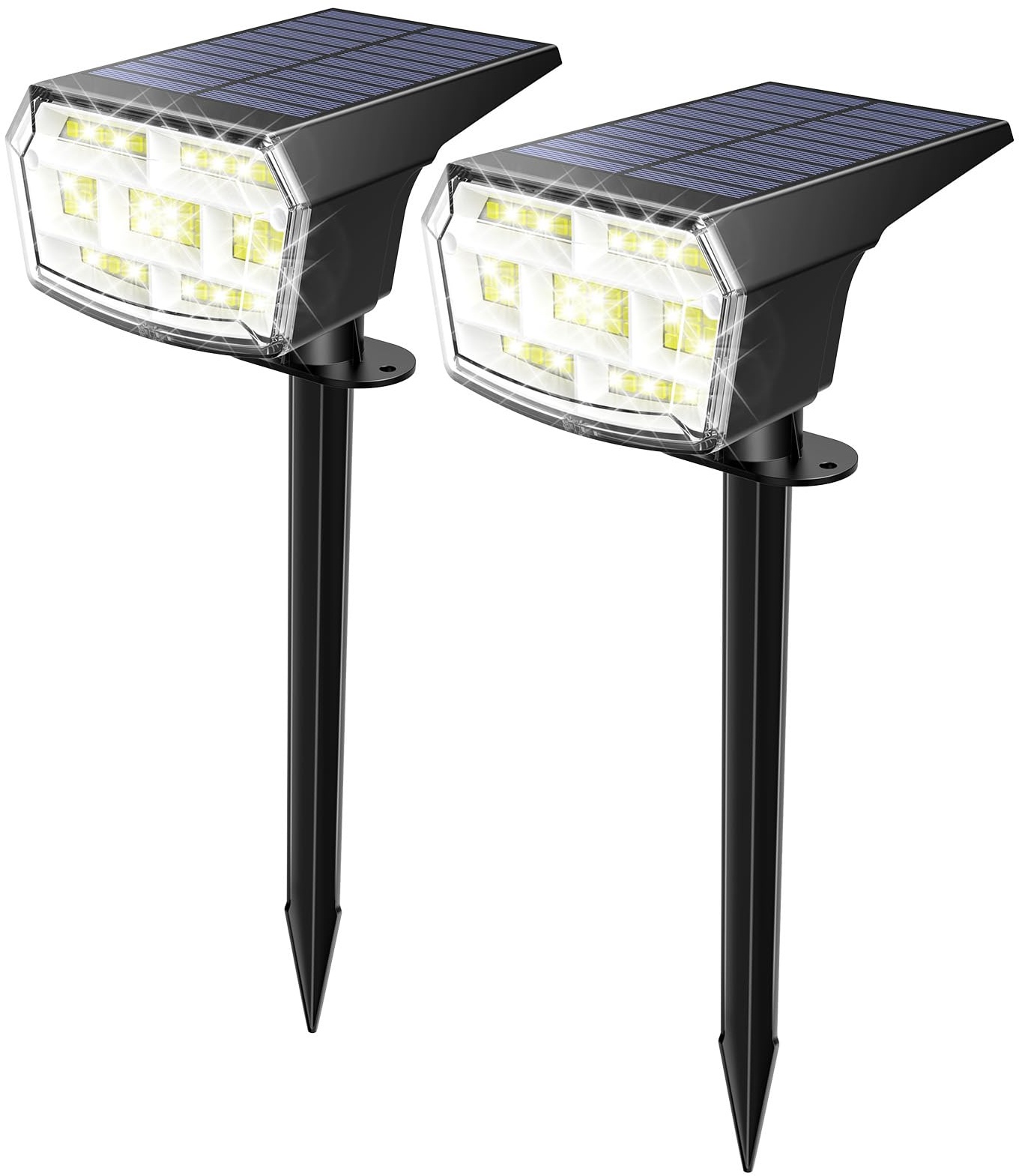 iFalarila Solarlampen für Außen - 2er Set LED Solar Strahler | 59 LED Perlen, Flexibles 90-Grad-Solarpanel, 3 Helligkeitsstufen, Vielseitige Garten- und Wandinstallation, Solarleuchten für Außendeko