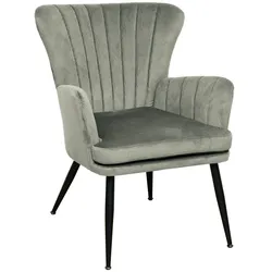 SVITA SANSA Sessel Wohnzimmer Cordbezug Lesesessel modern Polsterstuhl mit Armlehne Loungesessel Grau