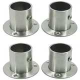 CFSky Edelstahl Kleiderstange, Rundrohr Spurstangenkopf Halterung für Kleiderschrank, 4er Set, 62mm x 62mm x 40mm, Rostfrei, Verstellbare Flansche für 32mm, Silber
