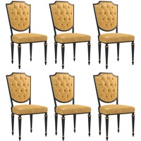 Casa Padrino Luxus Barock Esszimmer Stuhl Set Gold / Schwarz / Antik Gold 50 x 50 x H. 105 cm - Edle Küchen Stühle mit hochwertigem Leder - Barock Stühle 6er Set - Esszimmer Möbel