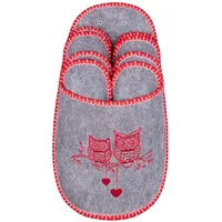 Gästepantoffel Eulen 4er Set Pantoffeln Gästehausschuhe ABS Sohle Hausschuhe - Grau