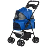 PawHut Hundewagen mit Becherhalter grau 67L x 45B x 96H cm