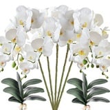 HinyoCo 5 Künstliche Phalaenopsis-Blumen ,80 cm Künstliche Orchidee mit Künstliche Orchidee Blätter 4 Bündeln , Party, Büro, Terrasse, Hof, Heim-Blumendekoration (Weiß)