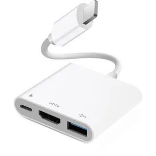 [Apple MFi-Zertifiziert] Digital AV Adapter Hub 3-in-1 für iPhone und iPad