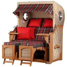 Mr. Deko bene,iving Strandkorb Komplettset Ammersee Teak Bullauge PE shell Modell 529