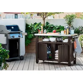 KETER Grilltisch 134 x 88 cm Edelstahl Braun