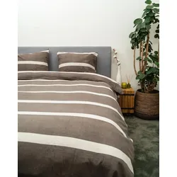 Bettwäsche KAYORI "Wada", braun (taupe), B/L: 135cm x 200cm, , Flanell, B/L: 80cm x 80cm, Flanell, Obermaterial: 100% Baumwolle, Bettwäsche, Hergestellt aus GOTS-zertifizierter Bio-Baumwolle